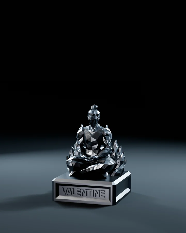 Courage – faceted statue on the Valentine base