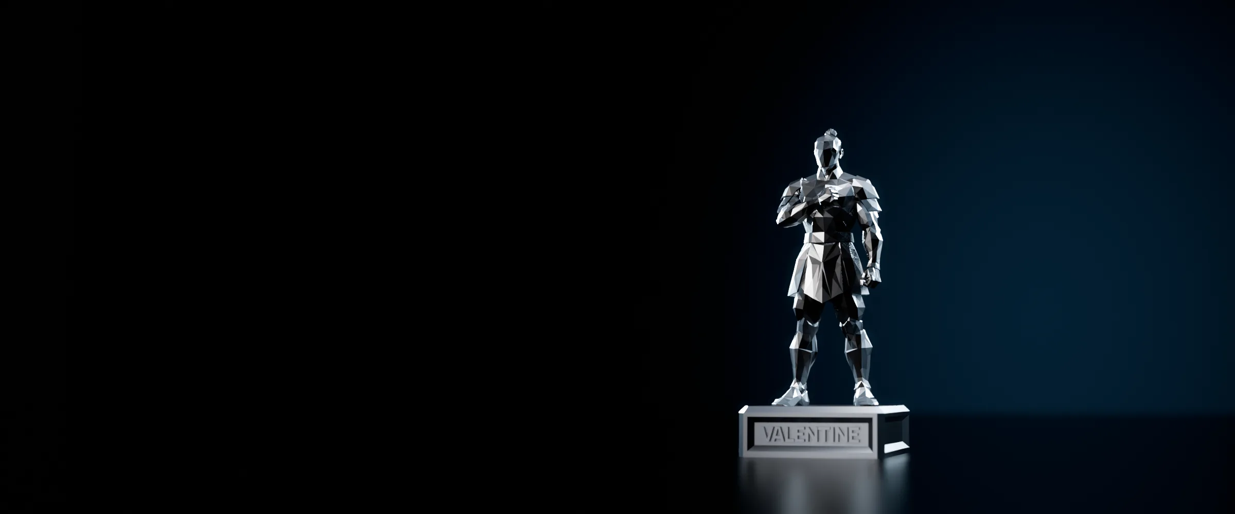 Honor – faceless faceted samurai statue on the VALENTINE base